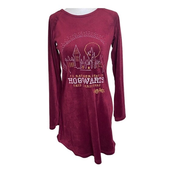 Harry Potter Nightgown Pajama Junior S Id Rather Stay at Hogwarts this Christmas - Picture 1 of 8